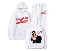 Trconk Ropa Deportiva Anuel AA Jogging Chándal Hombre Mujer Casual Sudadera con Capucha Conjuntos Unisex Jersey Sudadera Otoño Invierno Pantalones Conjunto-Black||S