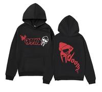 Trconk Sudaderas con Capucha MF Doom Impreso Gráfico Manga Larga Jersey Hombre Mujer Hip Hop Moda Manga Larga Sudaderas Unisex Ropa De Calle-Black||XXS