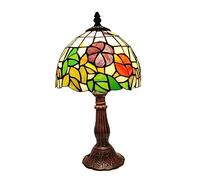 TRDEWR Lámpara De Mesa Petunia 8 Pulgadas Estilo Tiffany Soldada A Mano Con Incrustaciones Vidrio Artístico Dormitorio Lectura Estudio Luz Nocturna E27 Bajo Consumo De EnergíA