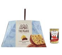 Tre Marie Panettone Capolavoro Noir 830 g - Pastel de Navidad italiano con trozos extra de chocolate amargo y crema pastelería - elegante caja de regalo + Polpa italiana Gourmet 400 g