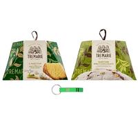 Tre Marie Panettone - Crema de pistacho + Pera y Chocolate Paquete de Prueba Italiano Postre de Navidad Pastel de Navidad 1 x 930 g + 1 x 950 g + Llavero Beni Culinari Gratis