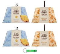 Tre Marie Panettone Milanese + Capolavoro Bianco - Paquete de prueba de pastel de Navidad italiano 2 x 750 g + 2 x 800 g + llavero Beni Culinari gratis