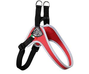 Tre Ponti Fibbia pequeño Perro arnés con Correa Ajustable para el Vientre, 4 cm, Color Rojo