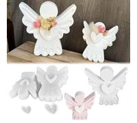 TREABEAR 3moldes desilicona con forma de ángel, corazones y yeso para fundir