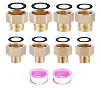 TREABEAR - Reductor de latón (8 unidades, adaptador de 3/4 pulgadas a 1/2 pulgadas, reducción de 1/2 a 3/8, conector de manguera de 3/4 pulgadas a 1/2 pulgadas, adaptador de 3/8 Ig a 1/4 Ag, conector