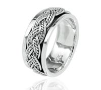 Treasure Bay Anillo giratorio de plata de ley 925 con nudo celta trenzado de 8 mm de ancho para hombre, Plata de ley