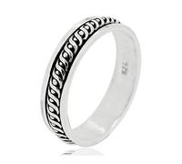 Treasure Bay Anillo giratorio de plata de ley 925 de 5 mm para mujer, anillo giratorio para meditación, alivio del estrés, talla L, M, N, P R, Plata de ley, sin piedra, sin perla