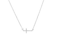 Treasure Bay Collar con colgante de cruz de plata de ley 925 para mujeres y niñas, delicada cruz horizontal en cadena ajustable, joyería minimalista en capas