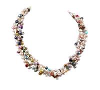 Treasure Bay Collar de perlas de agua dulce trenzado, grueso collar de perlas multi-hilos Para niña Multicolor