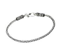 Treasure Bay Pulsera de cadena de plata de ley de 2 mm, hecha a mano con cierre de bucle de plata 925 para mujeres, hombres y niñas, disponible en 19,5 cm, 21 cm o 23 cm, 21Cm, Plata, No es una piedra