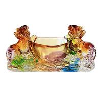 Treasure Bowl Lucky Cornucopia Town House Glass Crafts Feng Shui Fortune Office Desk Decoration Apertura Regalo de la colección de decoración de la Entrada del hogar Artesanías exquisitas, l