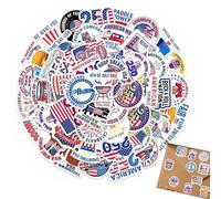 Treasure Cove Patriotic Stickers Vinyl, American Flag Water Bottle Decals, 1776-2026 Commemorative 4x4.4cm, Waterproof Stars and Stripes Graphics, USA Pride Style for Water Bottles Laptops