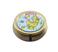 Treasure Island Cartoon Nautical Custom Round BronzeBox Pocket 2.1" - 3 Compartimentos Box/Pastillero Bolsillo