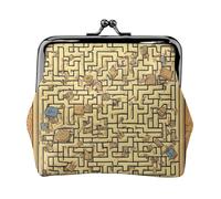 Treasure Maze - Monedero de cuero para mujer, pequeño monedero con cierre de beso, mini tarjetero para llaves, lápiz labial, bonito bolso de cambio para viajes