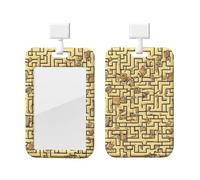 Treasure Maze - Soporte para tarjetas de identificación con cordón, protector vertical para tarjetas, carcasa rígida de ABS transparente, carrete retráctil para trabajo y oficina