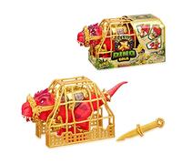 TREASURE X - TX Dino Dissection, un disosaurio T-Rex Rojo de 15 cm para diseccionar, en una Jaula con un muñeco y Accesorios, con una Sorpresa en el Interior, 8 Tesoros Diferentes, Famosa (TRR45000)
