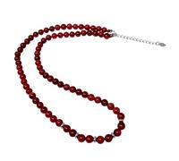 TreasureBay Hermoso collar de coral rojo natural de 6 mm para mujeres y niñas.