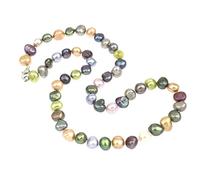 TreasureBay Impresionante collar de perlas de agua dulce multicolor de 8 a 9 mm, cierre de pinza de langosta a elegir entre 43 y 45 cm de longitud de diferencia
