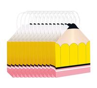 Treat Goodie Bag - Bolsas de papel en forma de lápiz de 12 piezas para regreso a la escuela, suministros en el aula con diseño, embalaje de regalos de apreciación del maestro para jardín de