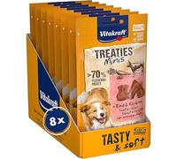Vitakraft Treaties Minis, golosinas para perros, snack blando para perros relleno de salchicha de hígado, golosinas de adiestramiento para perros, sin azúcar añadido (8x 48g)