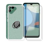 TREBAM Funda para Fairphone 4 (6.3 ") con 2 Piezas Cristal Templado + 360° Rotación Anillo Soporte, Semi-Transparent Suave Silicona Case Anti-Arañazos TPU Carcasa para Fairphone 4