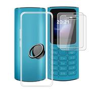 TREBAM Funda para Nokia 105 4G 2023 (1.8 ") con 2 Piezas Cristal Templado + 360° Rotación Anillo Soporte, Transparente Suave Silicona Case Anti-Arañazos TPU Carcasa para Nokia 105 4G 2023