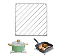 TréBede Ollas Resistente Calor Salvamanteles - VersáTil Cuadrado Metal Protector Ollas, para Resistentes Al Cacerolas, Tableros Cocina, Sartenes, Encimeras, 18,5x18,5 cm, Plateado