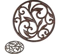 Trébedes decorativa del arrabiopara lacocina o la mesa de comedor | Redondo con patrón Vintage-Con clavijas / pies de goma - Metal reciclado - Vintage, Diseño rústico - Color marrón óxido - porComfify