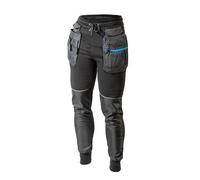 TREBEL Pantalones de trabajo con bolsillos, color negro, L, resistentes, protección contra la sudoración, limita los movimientos, detalles reflectantes, negro, para todo el año, universal