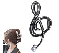 Treble Clef Hair Clip, Metal Treble Clef Claw Clip, Elegant Note Curve Hair Claw Clips, Music Note Hair Clips with Pearl, Treble Clef Claw Hair Clip (Black)