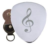 Treble Clef Music Note - Púa de guitarra de acero grabado en llavero