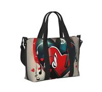 Treble Love and Music Print - Bolsa de viaje portátil plegable para viajes de fin de semana, accesorio de gimnasio