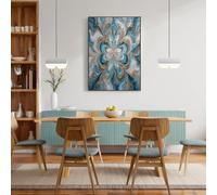 Trébol De Cuatro Hojas De Mármol Imágenes De Lienzo Remolino Abstracto Arte De Pared Turquesa Sin Marco Cuadros Impresiones Arte De Pared Moderno Oficina Casa Sala De Estar Decoraciones 40X50Cm