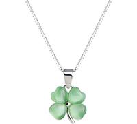 Trébol de Cuatro Hojas Europeo y Americano S925 Collar de Plata Collar de Cuello Sen Femenino Colgante de Moda Cadena de clavícula Enamórate de la Tranquilidad