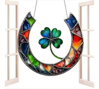 Trébol de Herradura 2D Decoración Acrílica, de trébol de la Suerte 2D - Horseshoe Clover Ornament está Hecho de acrílico, Captura el Sol, Percha de decoración del hogar de Granja Plana y