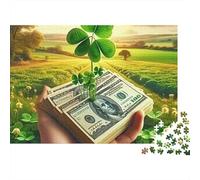 Trébol de la Suerte Mano con Dinero Puzzle de 1000 Piezas para Adultos Papel Paisaje Rural relajación interacción Familiar decoración Regalo 38x26cm/1000pcs