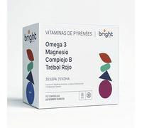 Trébol rojo + Complejo de vitamina B + Omega-3+ Magnesio quelado que ofrece beneficios para el equilibrio hormonal, la energía, la salud cardiovascular y la función muscular y nerviosa.