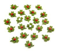 Tréboles de la suerte de fieltro, 24 unidades: pequeños amuletos buena suerte exámenes, carnet, Año Nuevo, regalo detalle protección, mariquita adhesiva, decoración mesa, talismanes verde, 4 cm