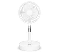 Trebs 99380 Ventilador de mesa - Portátil y funciona con pilas - Soporte telescópico - Batería de 10000 mAh - 4 velocidades - Blanco