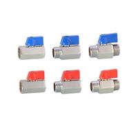 TREDSWQCV 1 Uds 1/8 "1/4" 3/8 "1/2" Mini válvula de Bola latón roscada BSP compresor Aire Macho a Hembra Cierre Gas y Agua(Female TO Female-Red Handle,0.25 Inch)