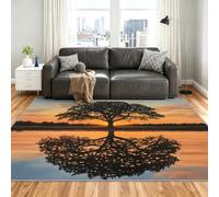 Tree Alfombra 240x300cm, Abstract Tree Alfombras for Living Room | Large Washable Soft Low Pile Anti-Slip Moqueta for Bedroom Home Decor Mat