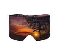 Tree at Golden Sunset - Cómoda sombra de ojos para dormir, orejeras para dormir, diadema cálida y diseño de doble cara. Adecuado para meditación y yoga.