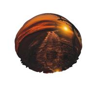 Tree At Golden Sunset - Gorro de ducha multiescena y multiusos de doble capa impermeable y gorro de cocina, adecuado para adultos, niños y mujeres