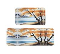 Tree at The Water'S Edge - Juego de 2 alfombras de cocina antideslizantes, acolchadas, impermeables, cómodas para fregadero, cuarto de lavado