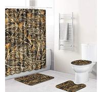 Tree Branch Pattern Shower Curtain Floor Mat Bathroom Toilet Seat Four-Piece Water Absorption Does Not Fade Versatile Comfortable Can Be Machine Washed