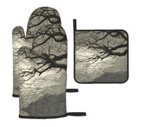 Tree Branches in The Wind - Juego de 3 manoplas de horno y soportes para ollas de cocina, gruesos y duraderos, antiquemaduras y aislamiento térmico para tapa de cocina, horno microondas