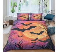Tree Branches Juego De Cama,Bats Flying Around The Moon Funda De Edredón De Microfibra con Impresión 3D,con Funda De Almohada para Niños Y Adultos King（220x240cm）