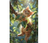 Tree Cat 200 Piece Jigsaw Puzzles for Adults, Colourful, Challenging & Brainteasing Adult Puzzles 200 Pieces Animal, Fun jigsaws for The Whole Family 14x10 Inch