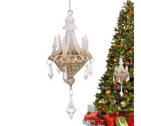 Tree Chandelier Ornament - Crystal Chandelier Shape Pendant | Winter Holiday Light Refracting Keepsake | Christmas Seasonal Display With Lanyard For Farmhouse Garden Bedroom Door Living Room Balcony