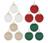 Tree Decorations, Twelve Piece Rustic Accents, Mantel Hallway Window Shelf, Handcrafted Knit Design, Interior Christmas Furnishing, Seasonal Event Supplies, Assorted Beige Tones 3 Inch